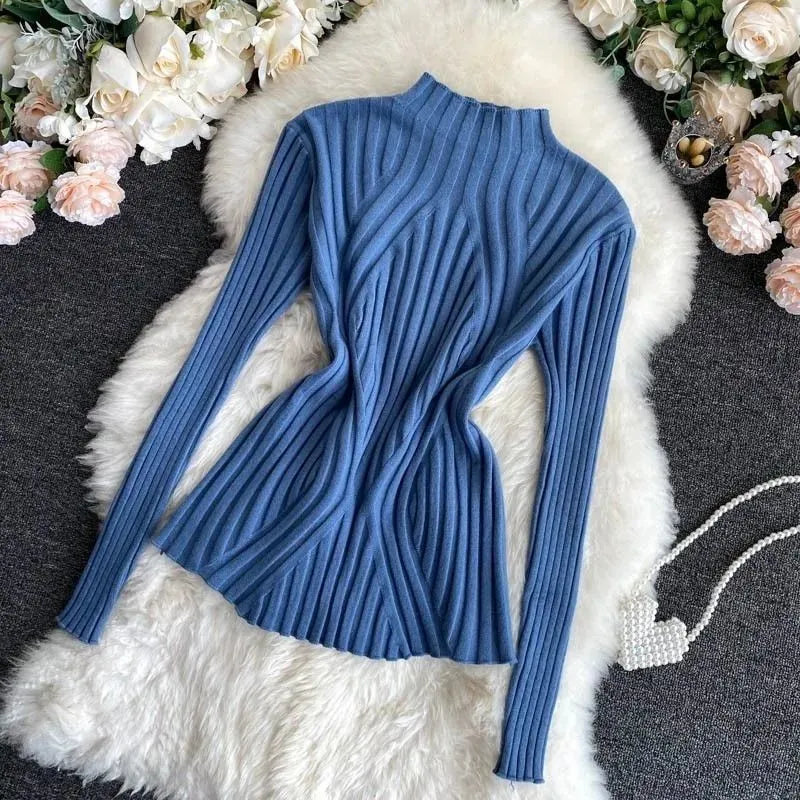 Jorora | Stretch Ribbed Roll Neck Sweater