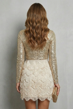 Julena | Long Sleeve Sequin Mini Dress New Years Eve