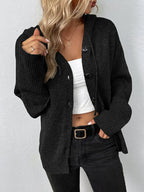 Julina | Hooded Button Front Knit Cardigan