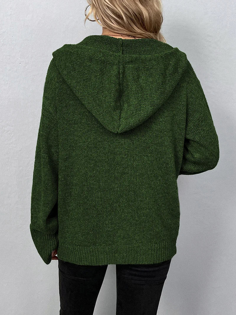 Julina | Hooded Button Front Knit Cardigan