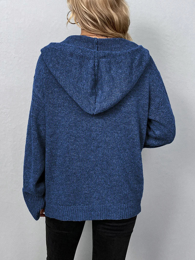 Julina | Hooded Button Front Knit Cardigan