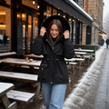 Kaeine | Double Layer Puffer Coat with Faux Fur Hood