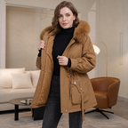 Kaeine | Double Layer Puffer Coat with Faux Fur Hood