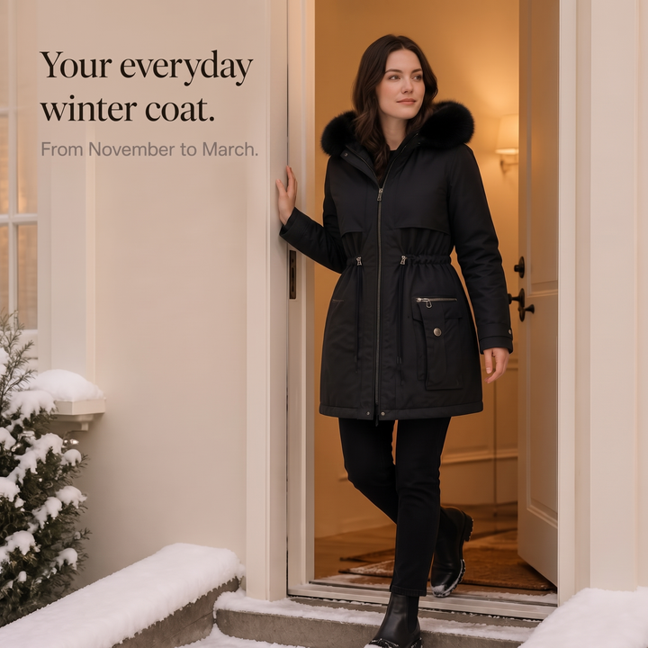 Kaeine | Double Layer Puffer Coat with Faux Fur Hood