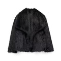 Kaenne | Short Faux Fur Coat with Wide Lapels