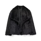Kaenne | Short Faux Fur Coat with Wide Lapels