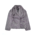 Kaenne | Short Faux Fur Coat with Wide Lapels