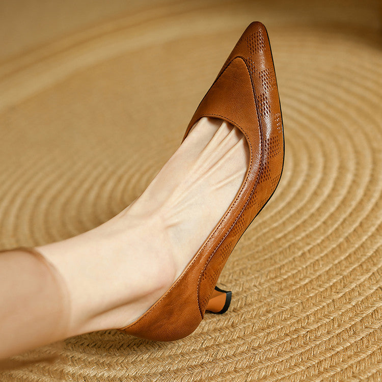 Lauanne | Washed Lambskin Pointed Kitten Heels