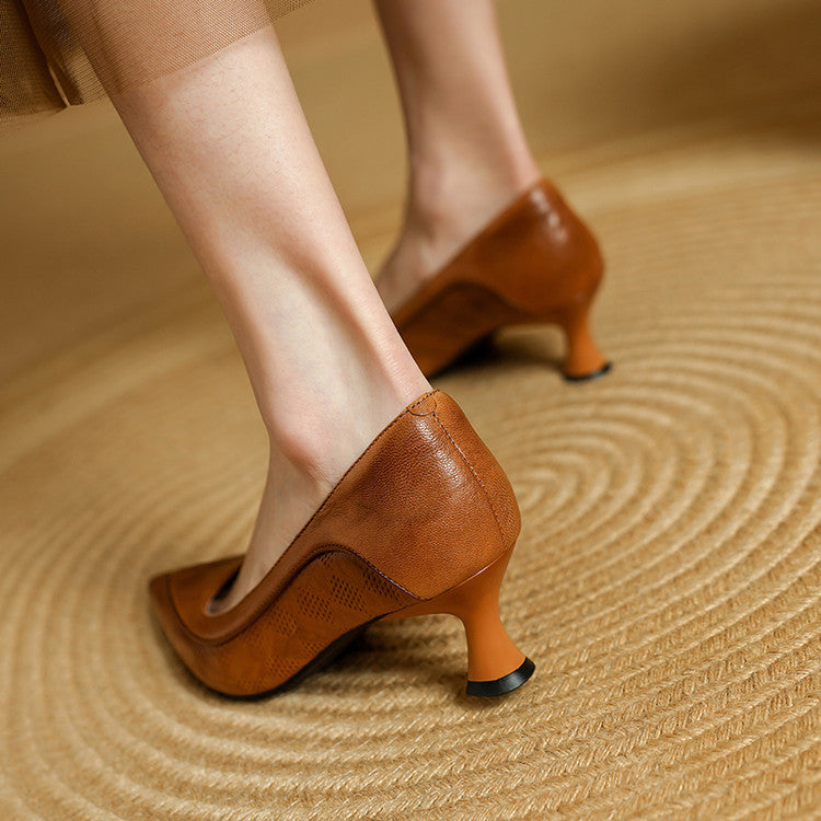 Lauanne | Washed Lambskin Pointed Kitten Heels