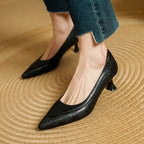 Lauanne | Washed Lambskin Pointed Kitten Heels