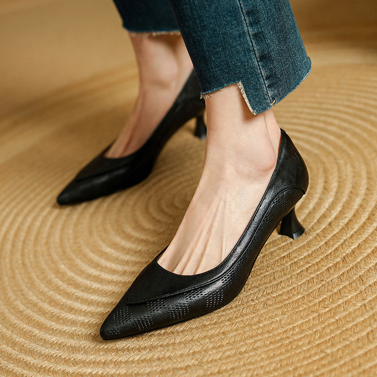 Lauanne | Washed Lambskin Pointed Kitten Heels