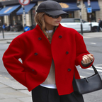 Lauena | Stand Collar Long Sleeve Wool Look Coat