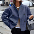 Lauena | Stand Collar Long Sleeve Wool Look Coat