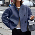 Lauena | Stand Collar Long Sleeve Wool Look Coat