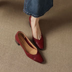 Lauine | Square-Toe Leather Block Heel Pumps