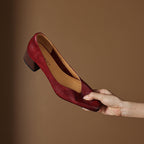 Lauine | Square-Toe Leather Block Heel Pumps