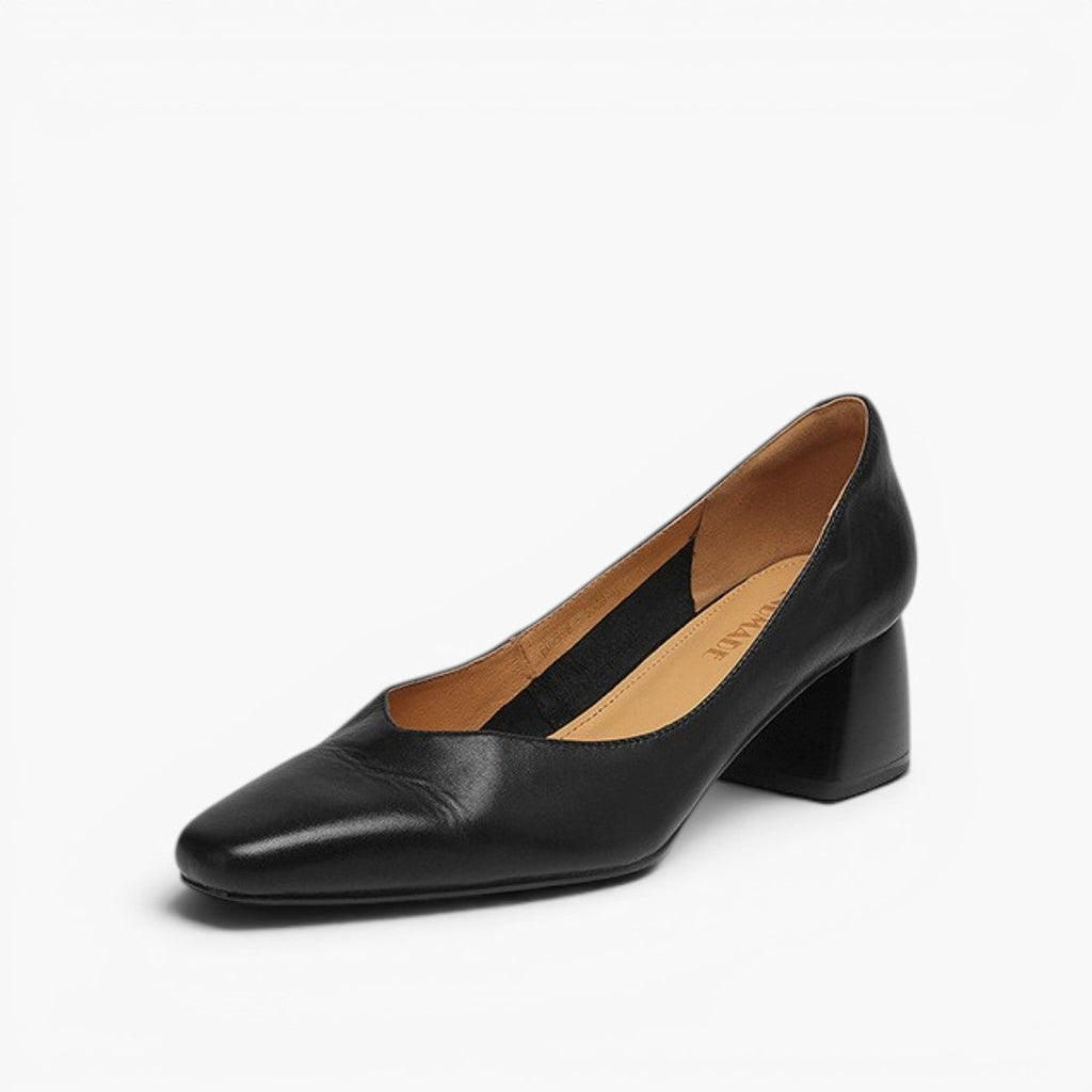 Lauine | Square-Toe Leather Block Heel Pumps