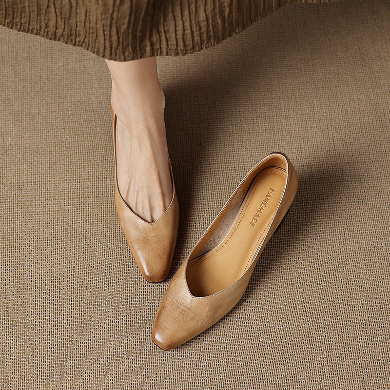 Lauine | Square-Toe Leather Block Heel Pumps