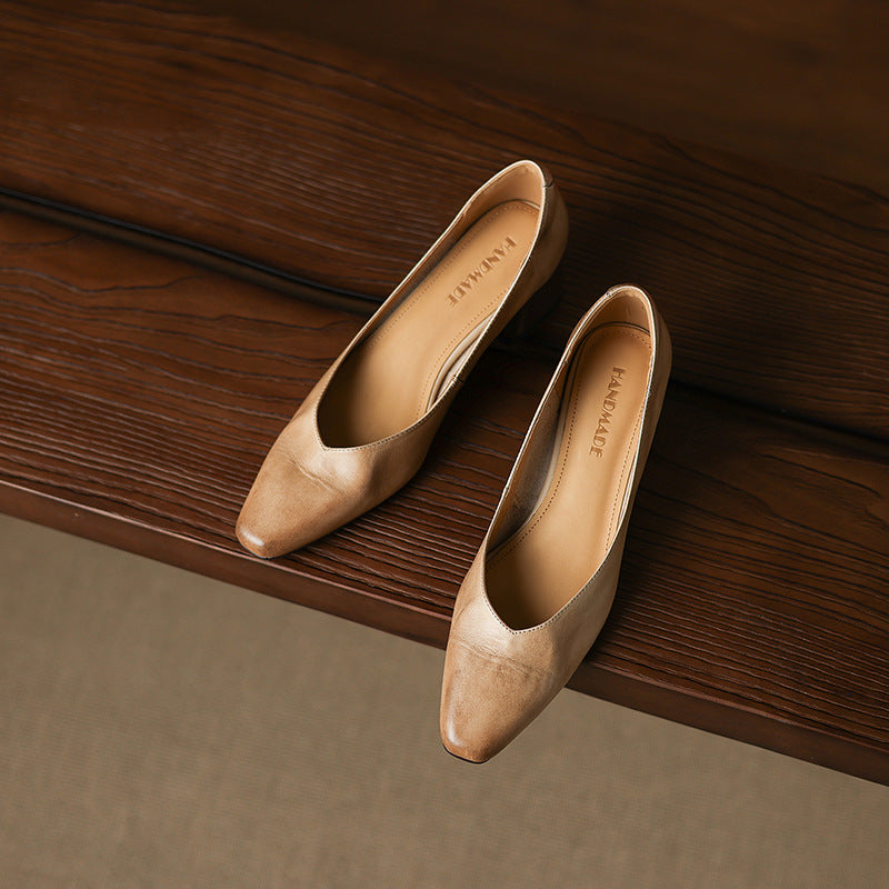 Lauine | Square-Toe Leather Block Heel Pumps