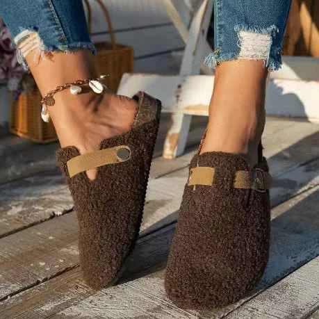 Lauora | Sherpa Clog Slippers with Buckle Strap