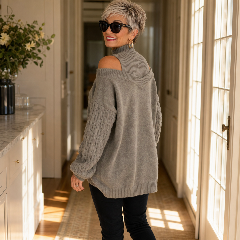 Lirara | Off Shoulder Cable Knit Sweater