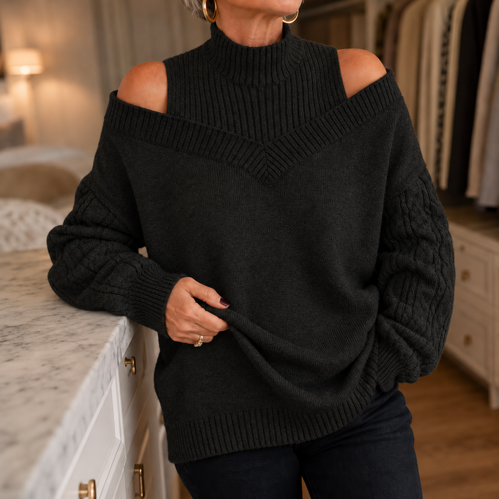 Lirara | Off Shoulder Cable Knit Sweater