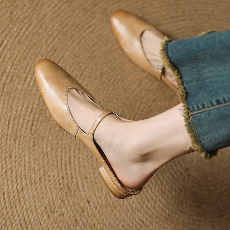 Lirelle | Mary Jane Leather Mules with Buckle Strap