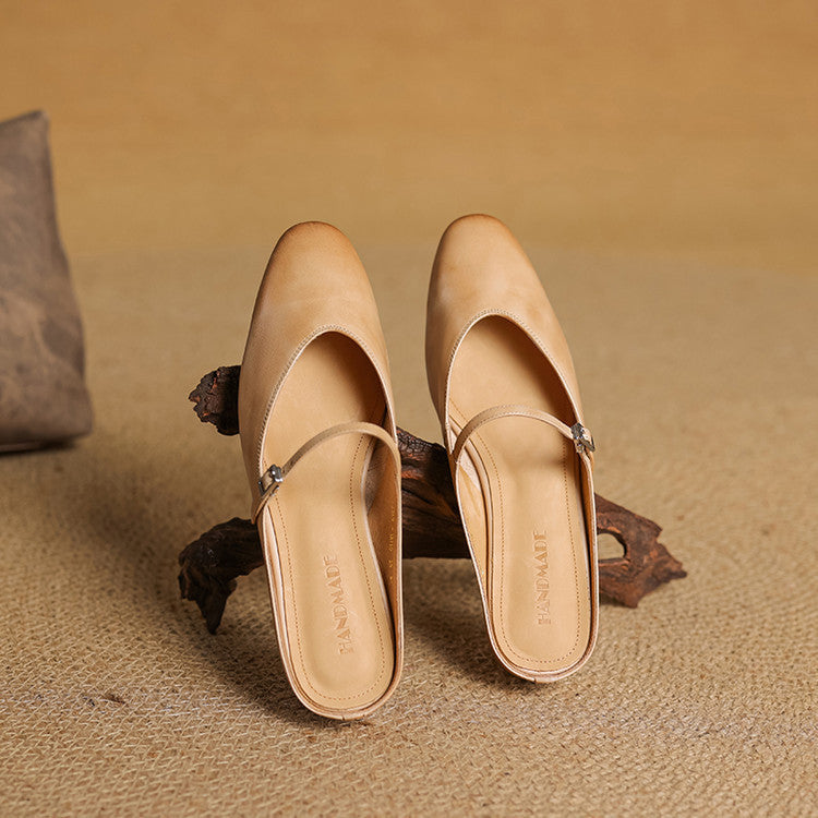 Lirelle | Mary Jane Leather Mules with Buckle Strap