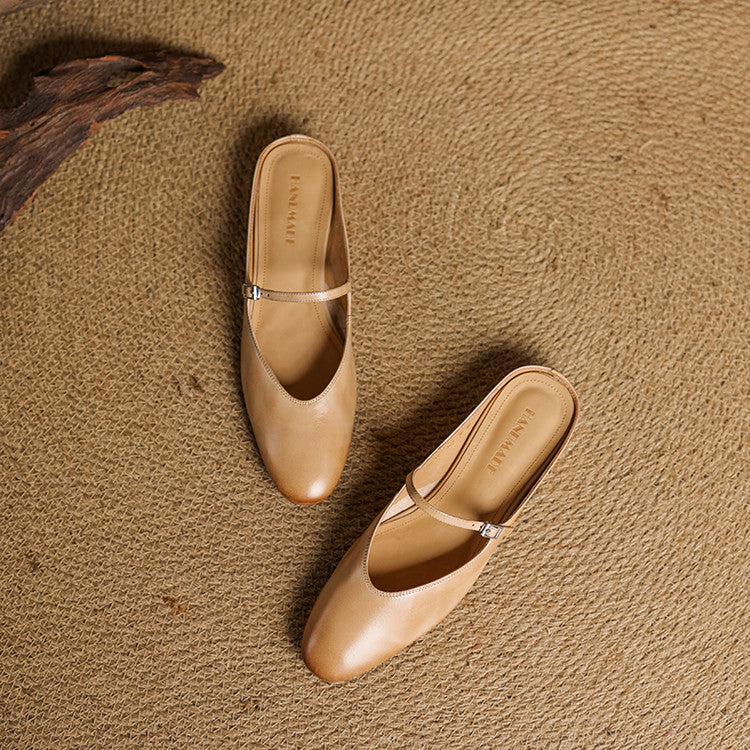 Lirelle | Mary Jane Leather Mules with Buckle Strap