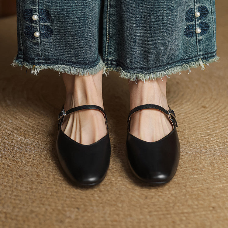Lirelle | Mary Jane Leather Mules with Buckle Strap