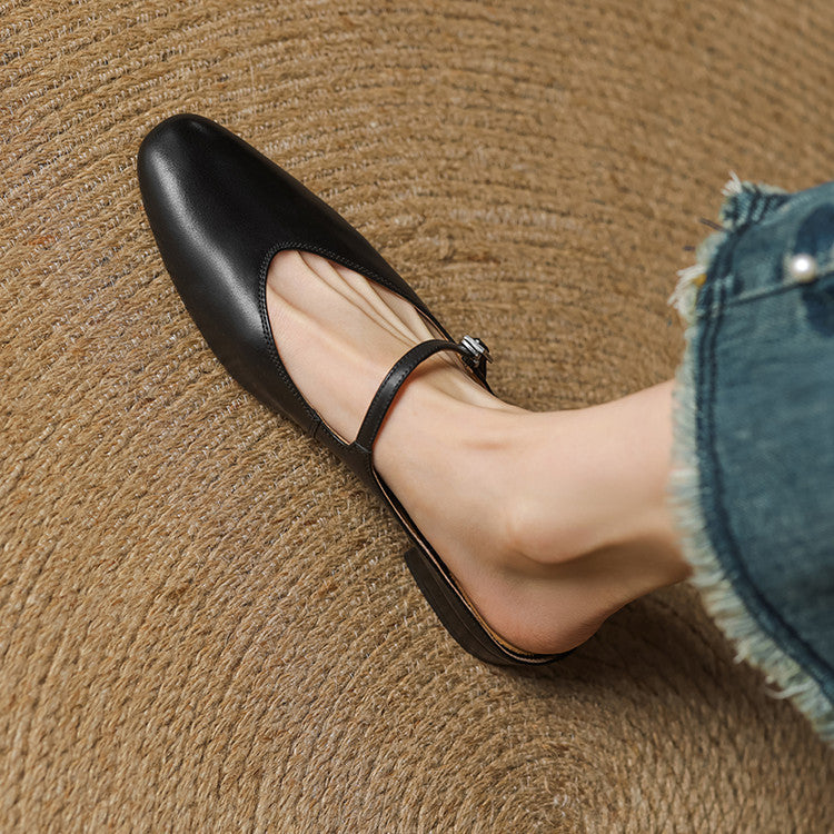 Lirelle | Mary Jane Leather Mules with Buckle Strap