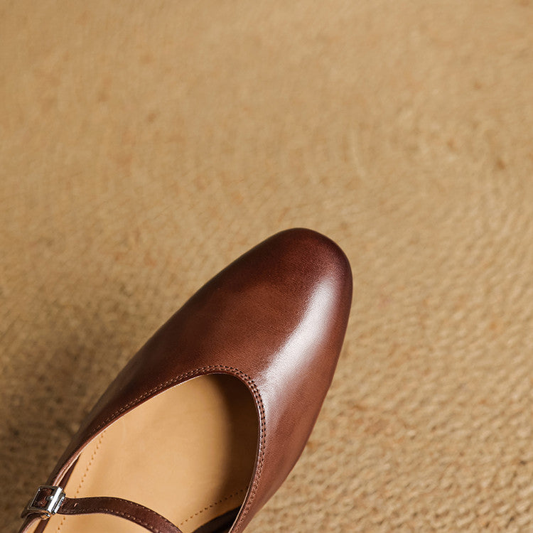 Lirelle | Mary Jane Leather Mules with Buckle Strap