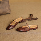 Lirelle | Mary Jane Leather Mules with Buckle Strap