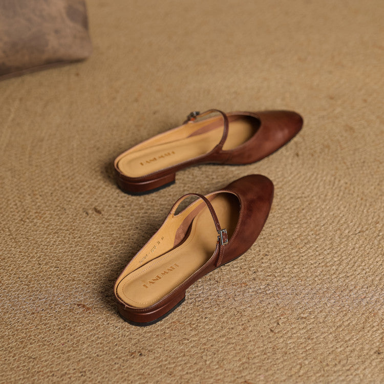 Lirelle | Mary Jane Leather Mules with Buckle Strap