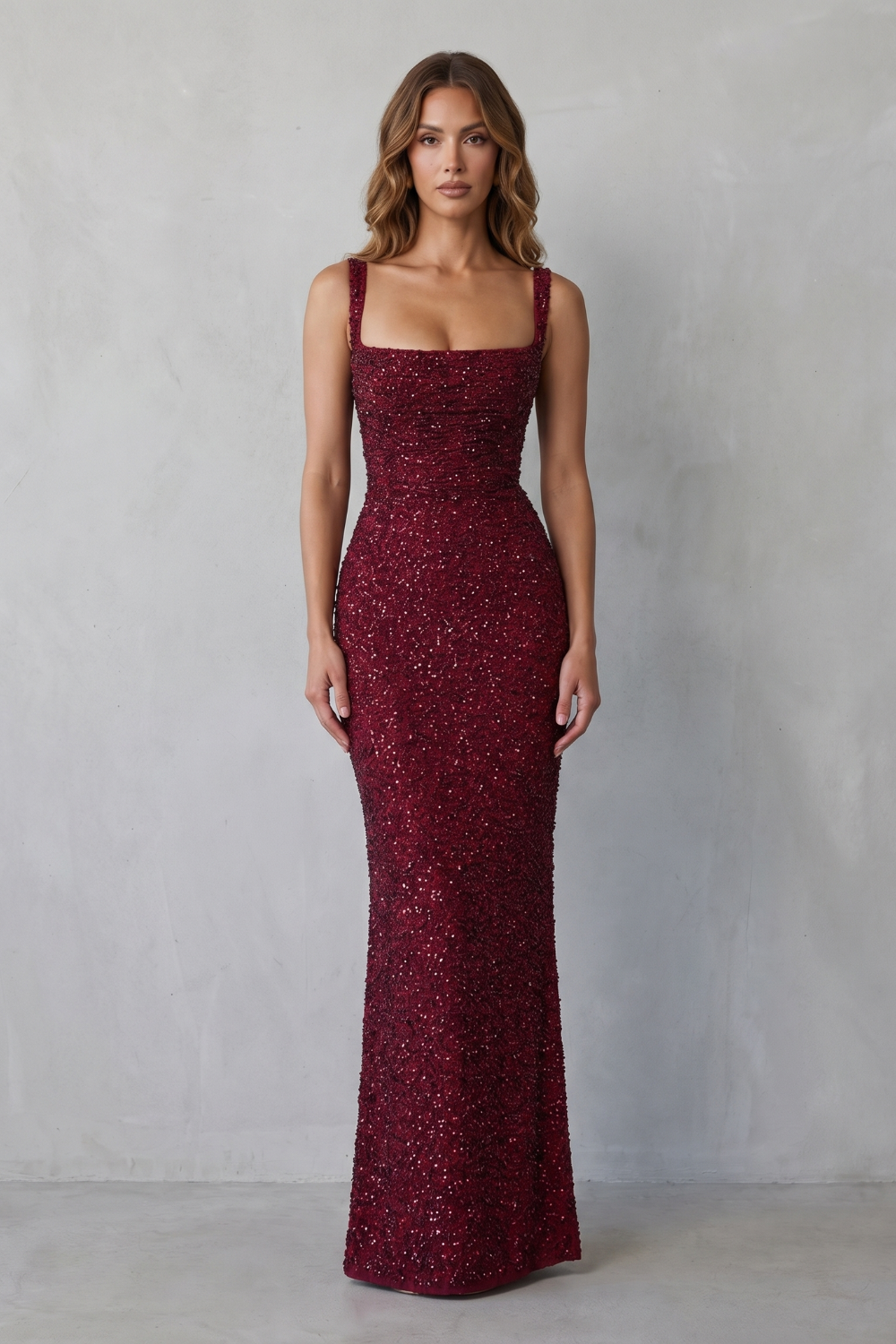 Lirena | Sequin Square Neck Maxi Party Dress