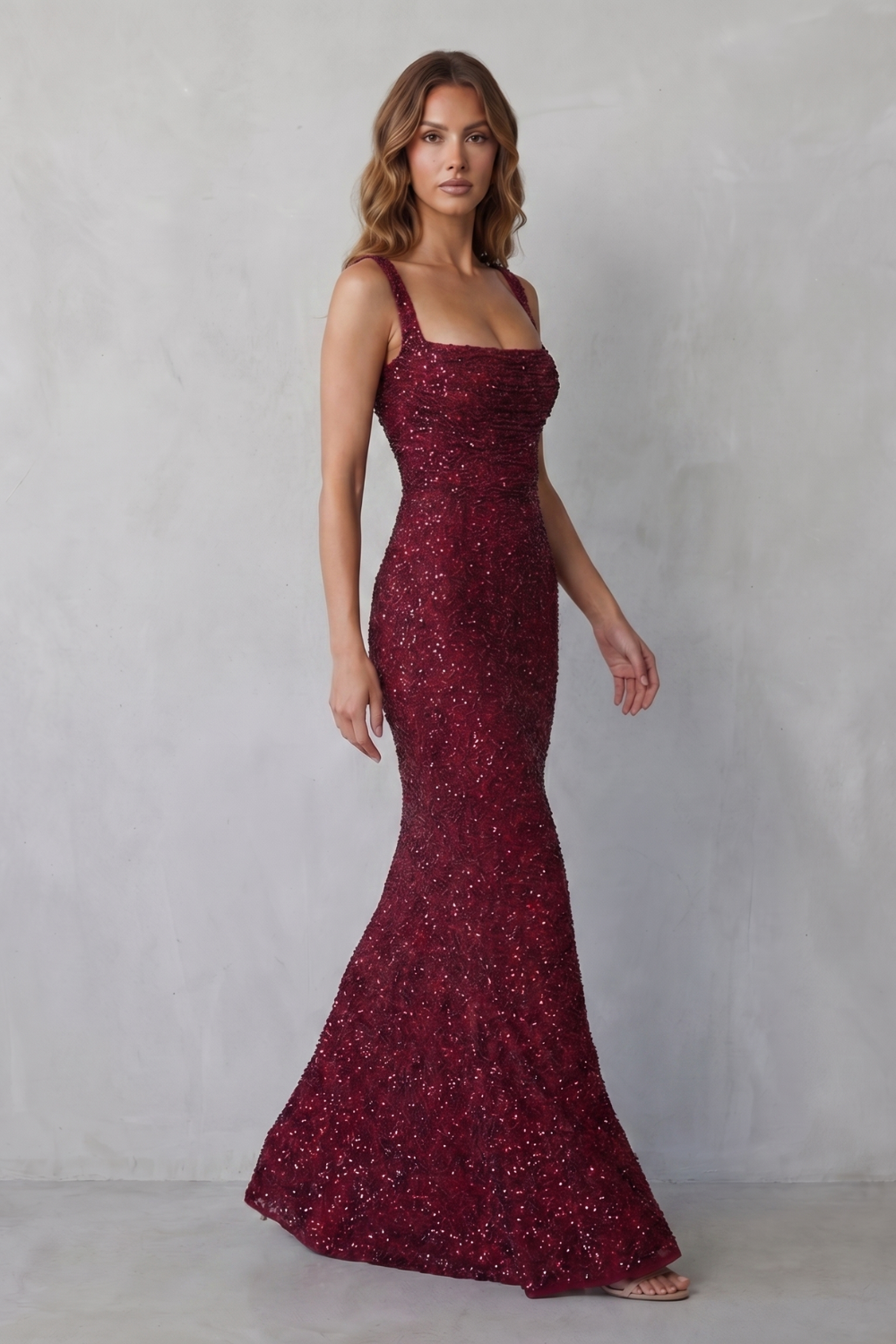 Lirena | Sequin Square Neck Maxi Party Dress
