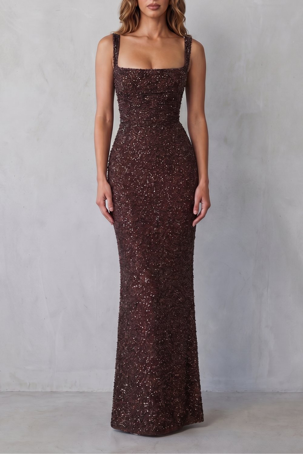 Lirena | Sequin Square Neck Maxi Party Dress