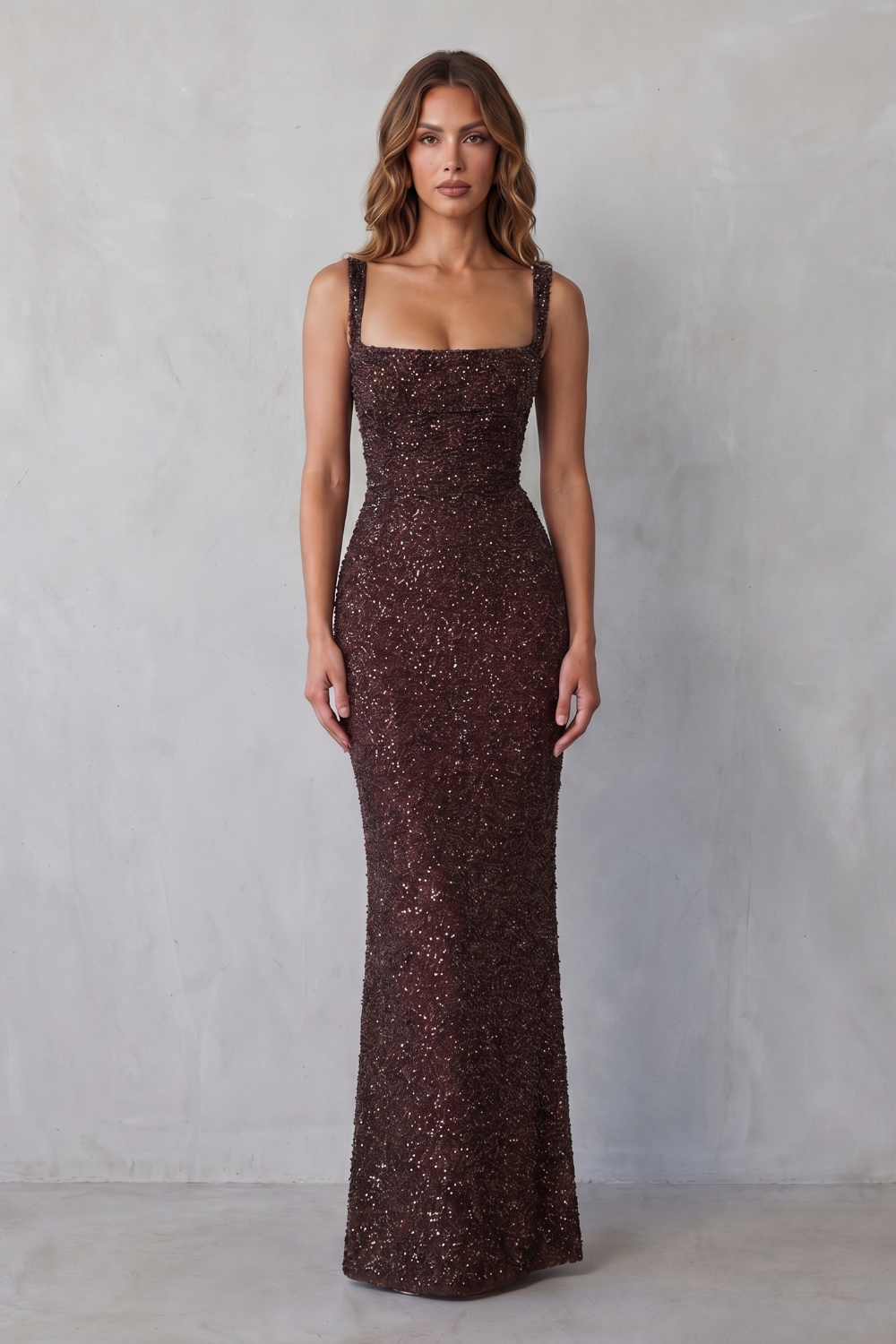 Lirena | Sequin Square Neck Maxi Party Dress