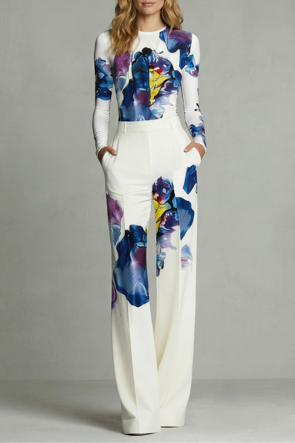 Lirette | Abstract Print Top and Pants Set