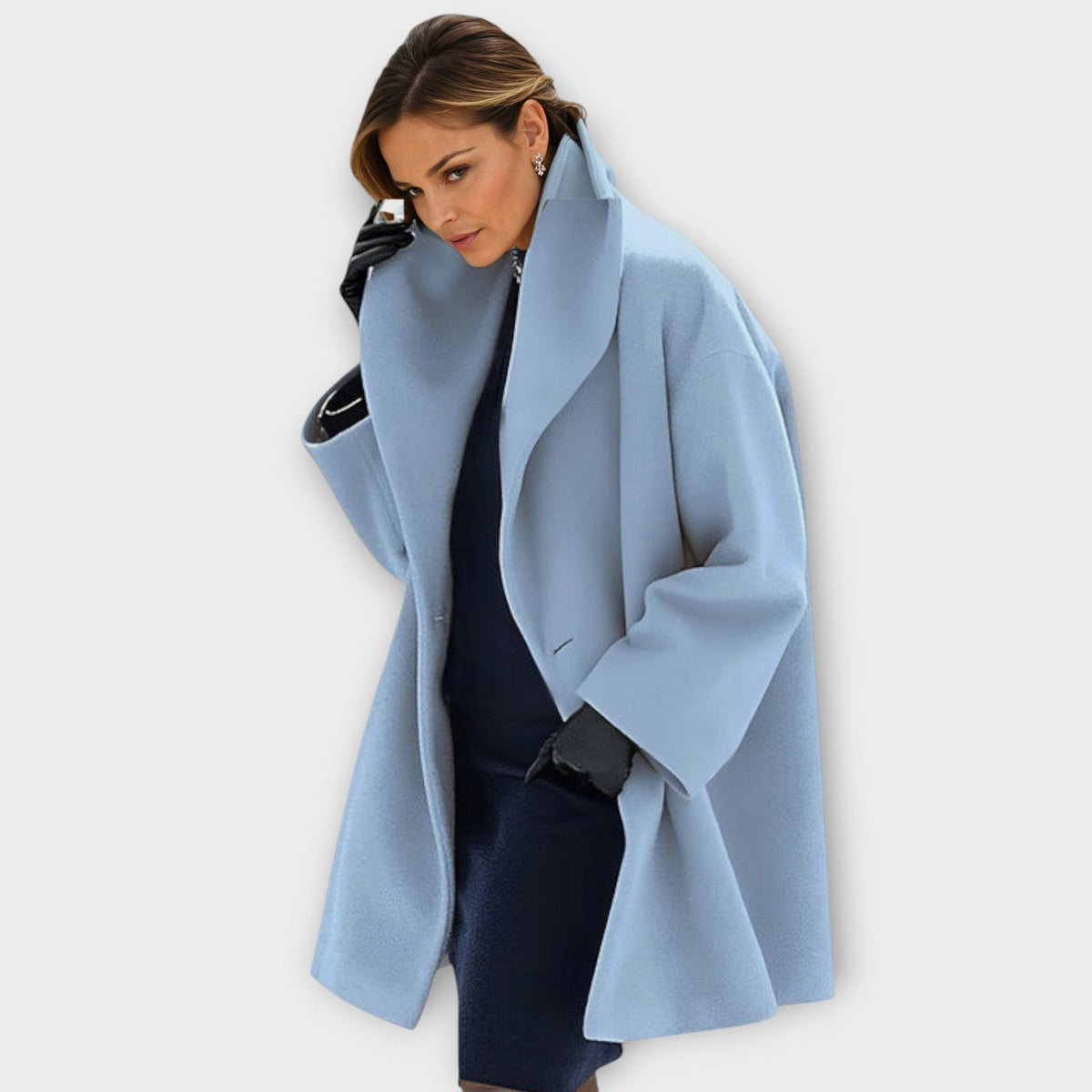 Lysena | Wool Blend Swing Coat with Shawl Collar