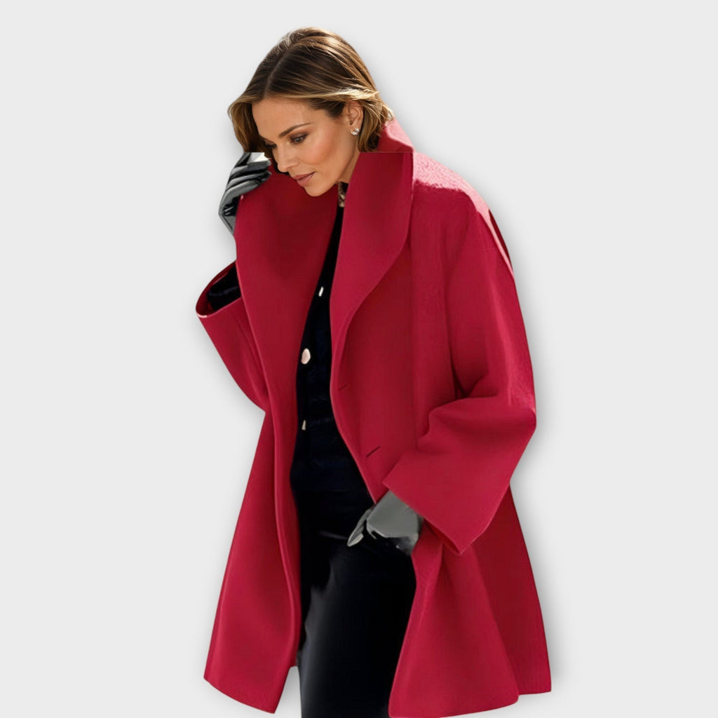 Lysena | Wool Blend Swing Coat with Shawl Collar