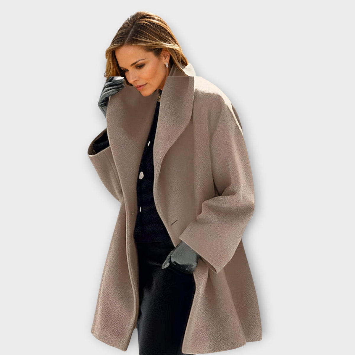 Lysena | Wool Blend Swing Coat with Shawl Collar