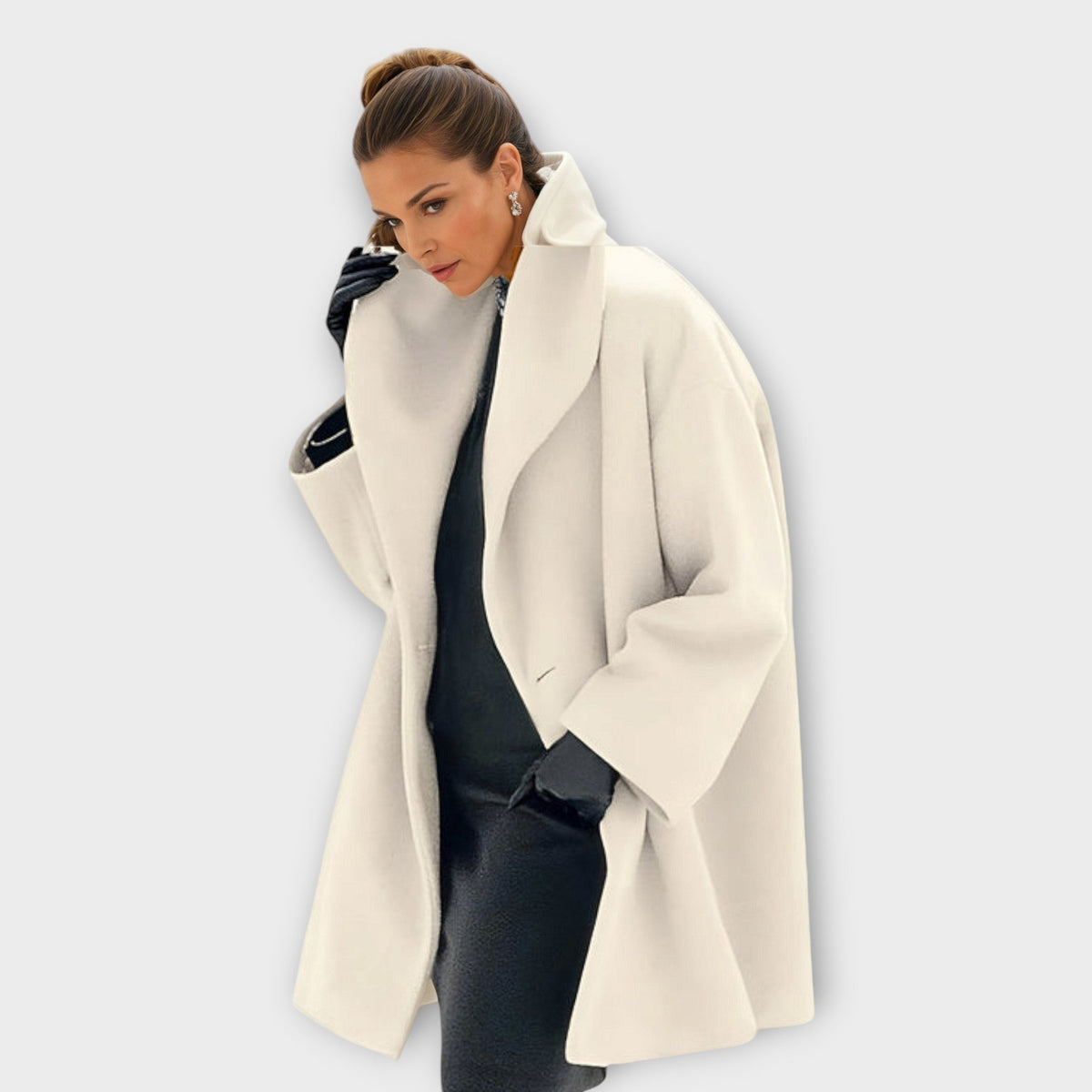 Lysena | Wool Blend Swing Coat with Shawl Collar