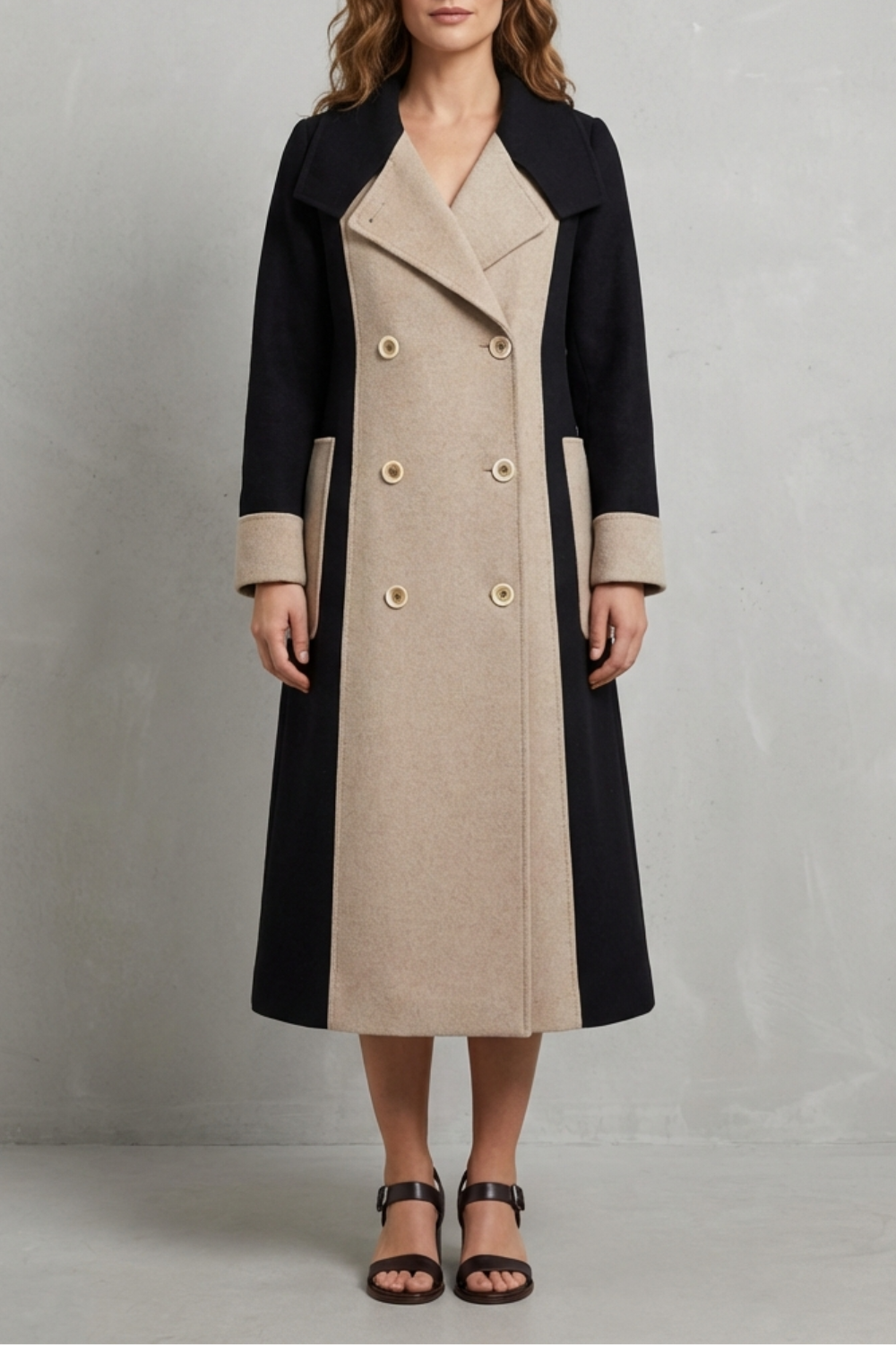 Lysenne | Black Wool Coat with Contrast Collar