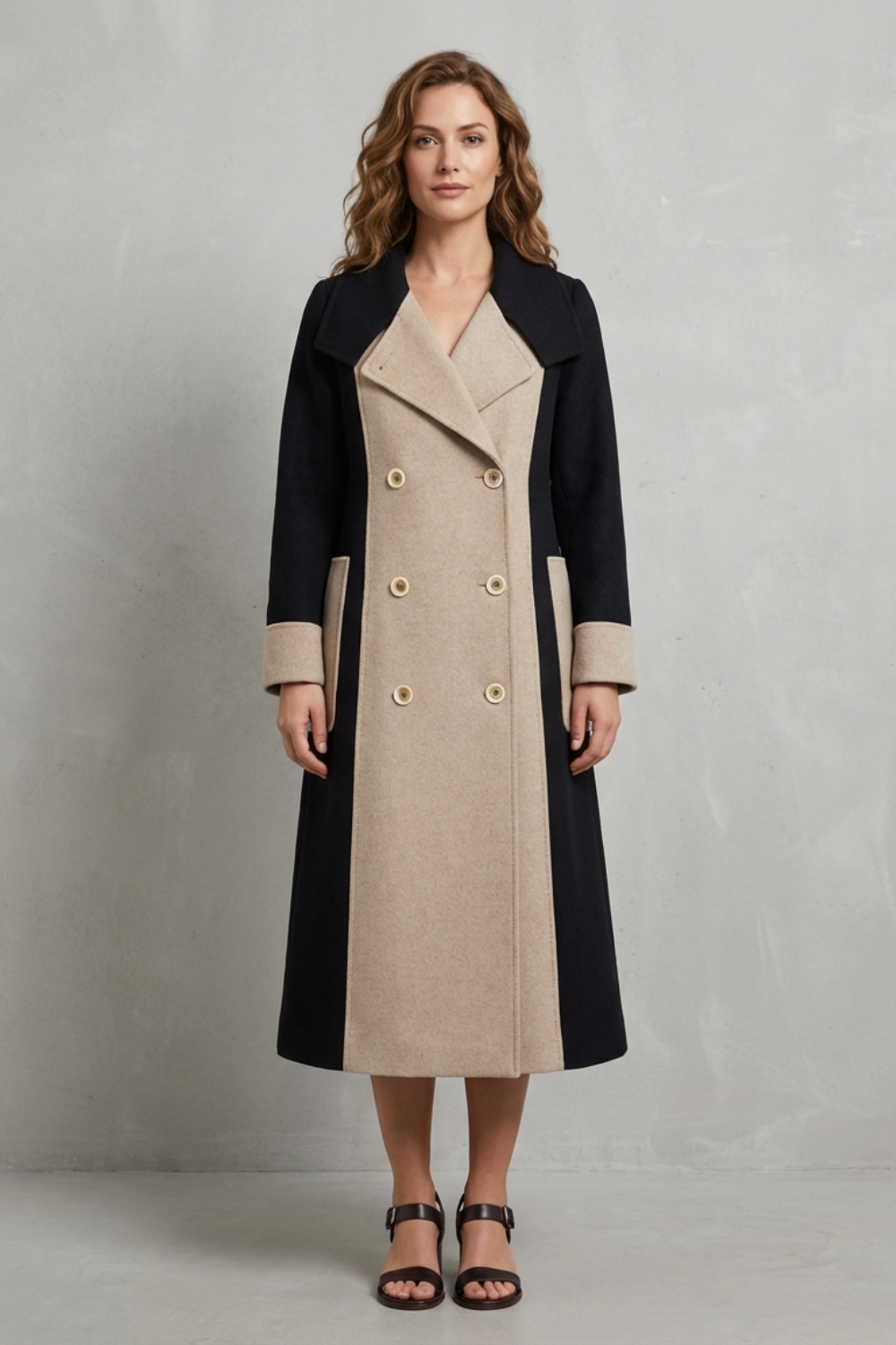 Lysenne | Black Wool Coat with Contrast Collar