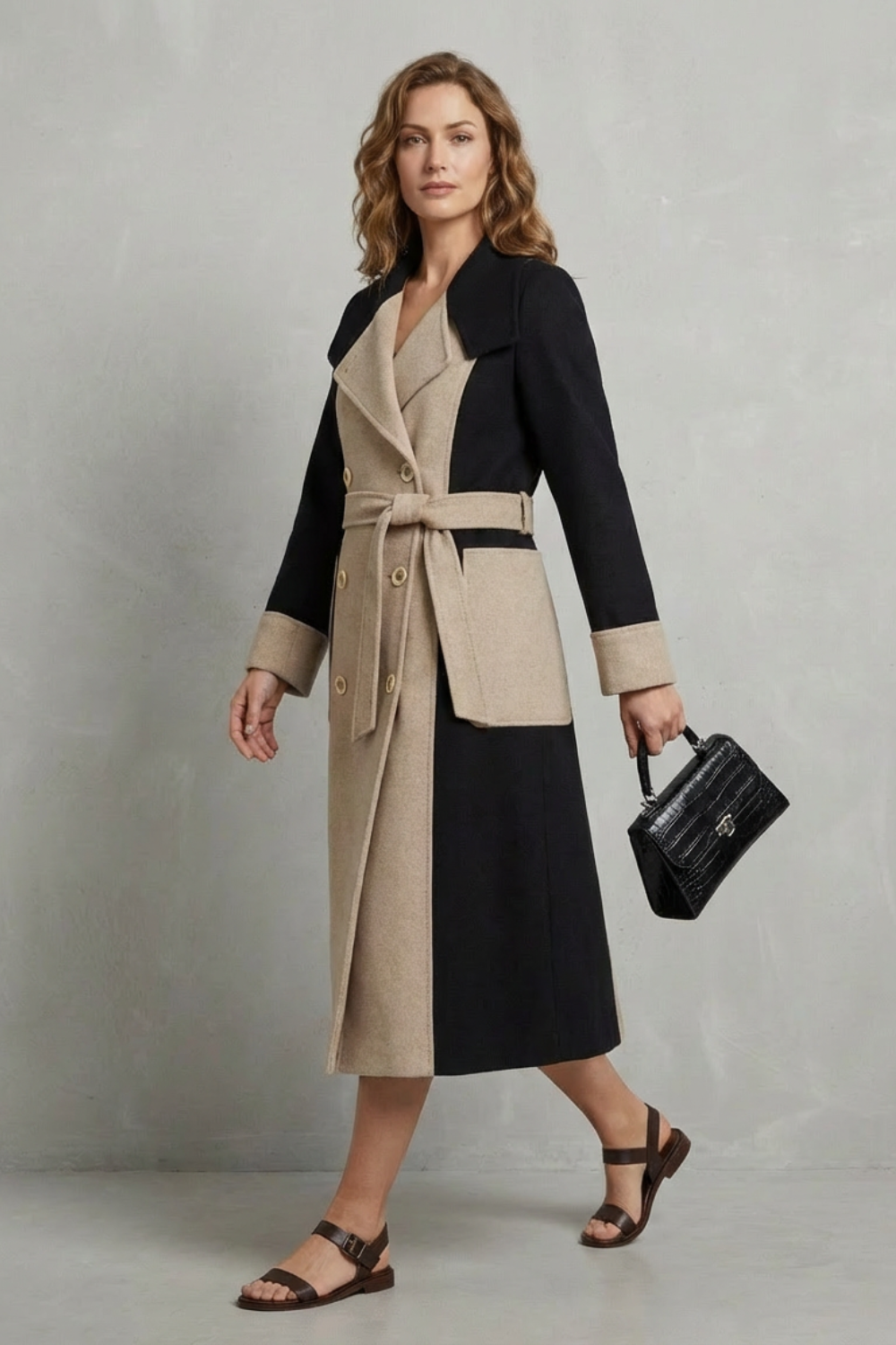Lysenne | Black Wool Coat with Contrast Collar