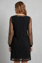 Maeine | Mini Dress with Sheer Sparkle Sleeves