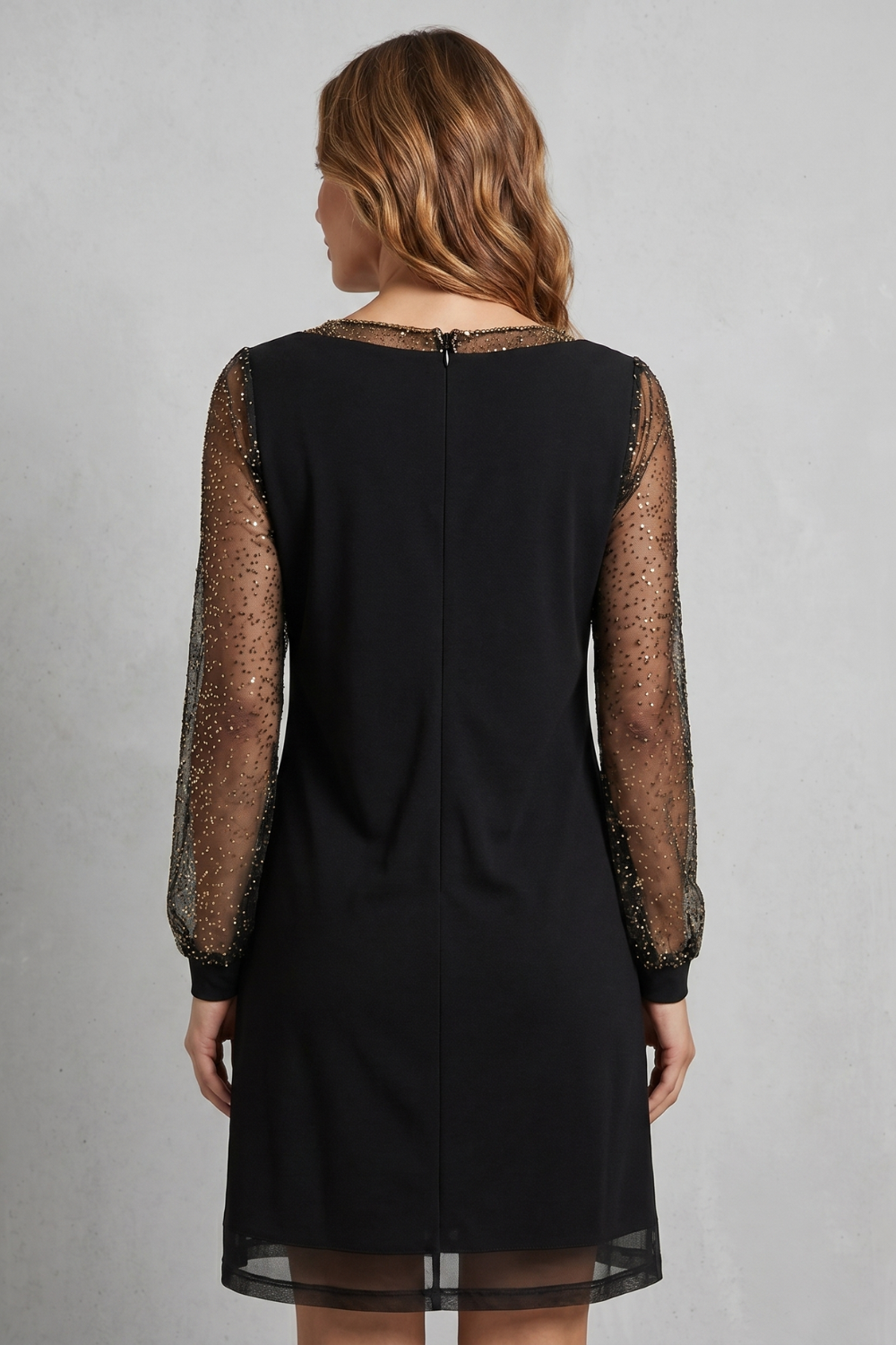 Maeine | Mini Dress with Sheer Sparkle Sleeves