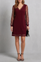 Maeine | Mini Dress with Sheer Sparkle Sleeves