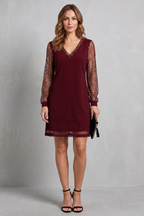 Maeine | Mini Dress with Sheer Sparkle Sleeves